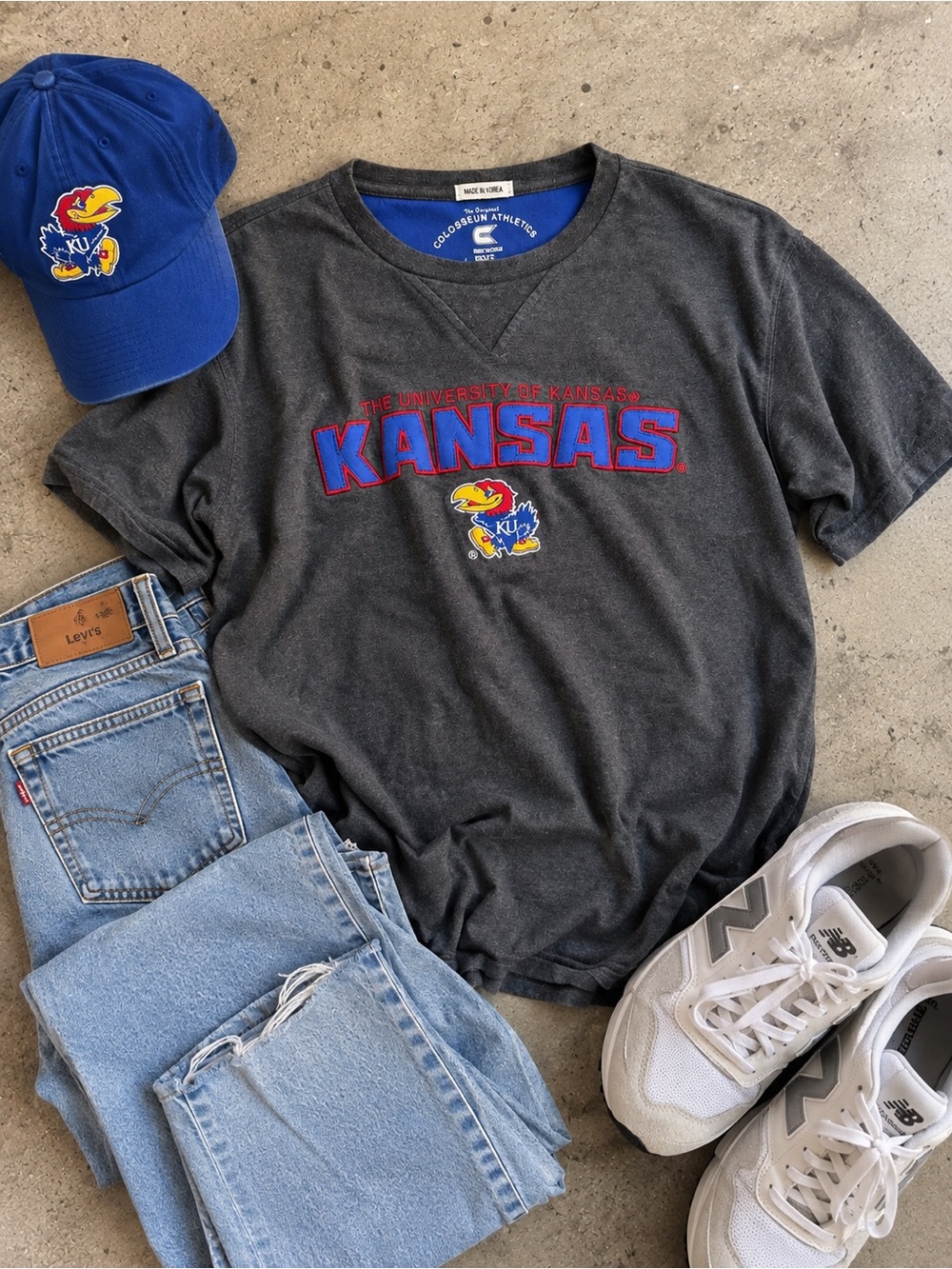 Vintage 90s Kansas Jayhawks Colosseum Embroidered T Shirt Large Made Korea KU